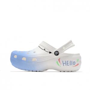 Crocs Классические сабо на платформе Hallo Blue Elegance, пляжные, девичьи, в университетском стиле, унисекс, белые, синие