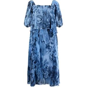 Футболка с цветочным принтом GANNI, синяя