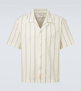 Полосатая хлопковая рубашка боулинг Celery Bode, Green Cream