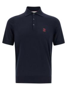 Поло с вышивкой логотипа Brunello Cucinelli, синий