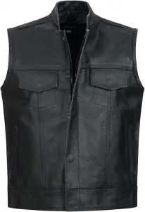 Жилет PAULGOS BW4 из кожи, байкерский, рокерский, для мотоклуба, черный, black