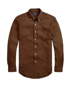 Льняная рубашка современного кроя, легкая Ralph Lauren, коричневый