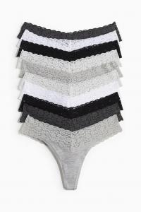 В упаковке 10 кружевных стрингов H&M, серый