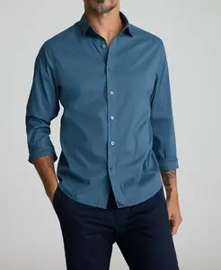 Мужская рубашка Regular Fit Kleinwood без складок на пуговицах Untuckit, синий