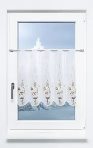 Штора для кафе, кружево Плауэн - Рождественская деревня (Ш x В) 96 см * 55 см, коричневая/разноцветная Plauener Spitze