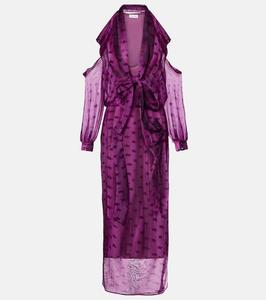 Вырезное полупрозрачное миди-платье с принтом Acne Studios, Purple