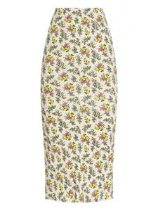 Юбка-карандаш с цветочным принтом DOLCE & GABBANA, белый