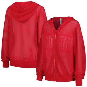 Женская летняя сетчатая толстовка с капюшоном и молнией во всю длину Lusso Scarlet Ohio State Buckeyes, цвет Osu Red