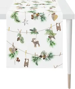APELT дорожка для стола "9532 WINTER WORLD, Рождественское украшение, Рождество ", (1 шт.), цифровая печать 46х135 см, белый/зеленый