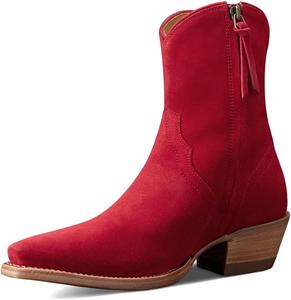 Женские закрытые ботильоны с квадратным носком, низкий каблук, молния сбоку, короткие ботинки для дам, для офиса, повседневная обувь, размеры 4-16 US Wo wagas, Red
