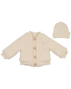 Комплект Mon Tresor Sharp из куртки и шапки Sherpa, белый