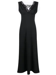 Многослойное платье макси с логотипом Moschino Jeans, черный