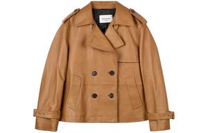 Кожаная куртка SS24 женская светло-коричневая COACH