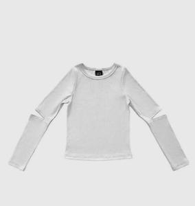 Топ с длинными рукавами в рубчик для девочек, белый Little Olin, белый