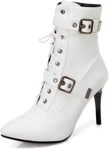 Женские сексуальные ботильоны Artykey с каблуком-шпилькой, квадратным носком, готическим стилем, ботильоны Челси на шнуровке, для улицы и дождя, White