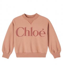 Толстовка из хлопкового флиса с логотипом Chloé Kids, Sirocco
