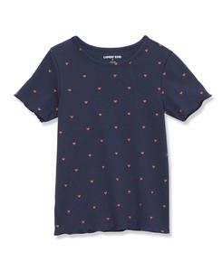 Детская футболка с коротким рукавом в рубчик Lands' End, Deep sea navy mini hearts