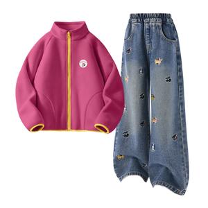 Детская повседневная спортивная одежда Disney, Dini Medium Round Hook-And-Loop K Rose Red+Solid Color Denim Blue