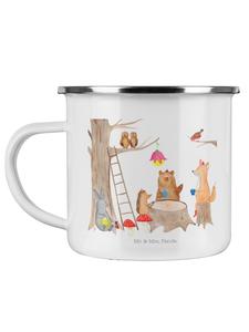 Эмалированная кружка для кемпинга Лесные животные, пикник без... белого цвета Mr. & Mrs. Panda