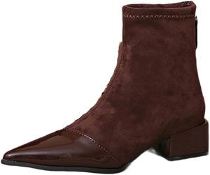 Женские винтажные ботильоны YTR6TW с острым носком, низким каблуком, простые повседневные ботинки, Brown