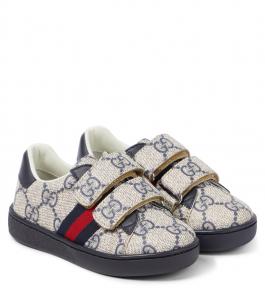 Кроссовки GG с кожаными вставками Gucci Kids, Bei-Blu/Blu/Brb/Blue