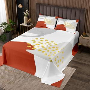 Erosebridal Комплект постельного белья Abstract Coverlet Set Modern с геометрическим узором в серо-оранжевых тонах, Multi 17