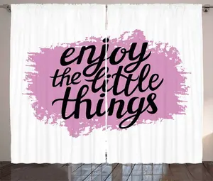 Штора ABAKUHAUS в деревенском стиле с цитатой, вдохновляющие слова мудрости, универсальные ленточные шторы для гостиной с петлями и крючками, 280 x 175 см, розово-черный Abakuhaus