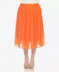 Юбка миди из шифона с плиссе больших размеров White Mark, оранжевый
