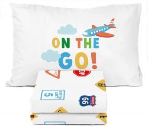 Комплект постельного белья Toddler, 3 предмета, Sunny Side Up On The Go, наволочка, микрофибра, белый