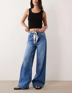 Широкие джинсы ASOS DESIGN с поясом-шарфом с рисунком зебры