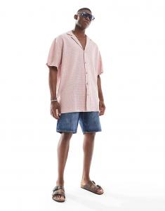 Рубашка свободного кроя ASOS DESIGN розового цвета с текстурой