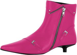 Женские ботильоны FSJ с низким каблуком, молния сбоку, заостренный носок, ремешки с пряжками, короткие ботинки, однотонные, для офиса и прогулок, размер 4-16 US, Hot Pink
