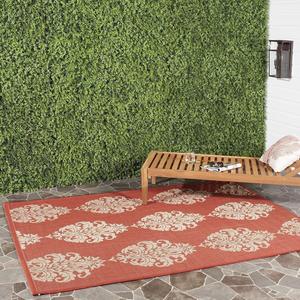 Ковер SAFAVIEH, 79 x 153 см, Washable Outdoor Courtyard Collection - , Red & Natural, Non-Shedding & Easy Cleaning, идеально для патио, заднего двора, прихожей (CY2720-3707)