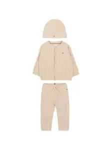 Комплект из брюк с вышитым логотипом Tommy Hilfiger Junior, бежевый