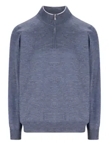 Свитер на молнии с высоким воротником Brunello Cucinelli, синий