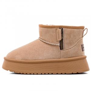 Утепленные короткие зимние ботинки для женщин с эффектом увеличения роста HUANQIU, camel