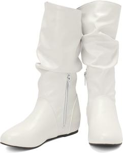 Женские сапоги больших размеров US 5-13,5, свободного кроя, средней длины до икры, на плоской подошве с маленьким танкеточным каблуком, стиль Ренессанс, удобные повседневные сапоги, на одиннадцатим Pixoecuty, White