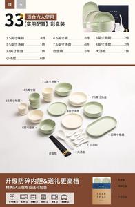 Luowei набор посуды кремового цвета, 2025 новый стильный набор тарелок и мисок для дома, подглазурная керамика, Pu Yu молочно-желтый и зеленый смешанный набор на 6 персон, 33 предмета, GB-6320