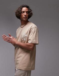 Футболка Topman премиум-класса свободного кроя с абстрактным принтом в виде камней спереди и сзади