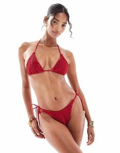 Бикини-трусики Este с завязками по бокам, красные Asos Design