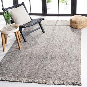 Ковер SAFAVIEH, 153 x 244 см, Natural Fiber Collection - Grey & Natural, ручное ткачество, бахрома из джута, идеален для помещений с высокой проходимостью в гостиной, спальне (NF826F)