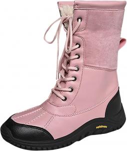 Женские зимние ботинки Western водонепроницаемые с мехом на щиколотке, спортивные ботильоны на шнуровке, удобная зимняя обувь для женщин 2025 Generic, #A03-Pink