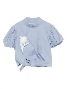 Блузка с цветочными аппликациями Self-Portrait, синий