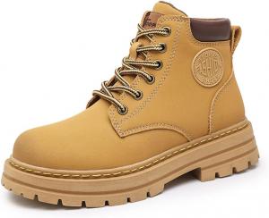 Женские водонепроницаемые ботинки Veslexth на шнурках с меховой подкладкой, удобной стелькой, округлый носок, зимние ботинки для снега, подходящие для работы, походов, езды на мотоцикле и повседневной носки, Yellow 1