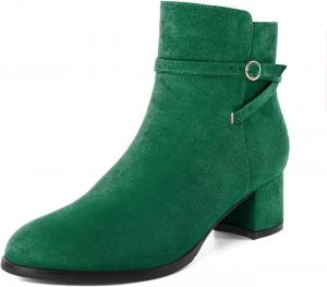 Женские ботильоны Zamikoo с массивным каблуком, круглым носком, боковой молнией и ремешком, стильные модельные ботинки, каблук 5 см, Green