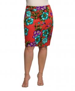 Юбка-карандаш большого размера с оранжевым цветочным принтом, длиной до колена 24seven Comfort Apparel, Multi