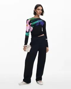 Женские брюки клёш с накладными карманами Desigual, черный