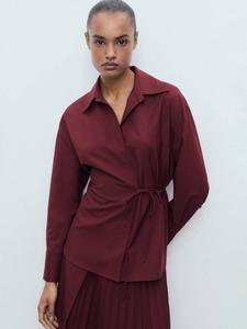 Офисная блузка с бантом Mango, Dark Red