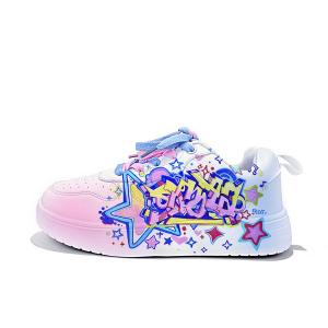 Вчерашние Холодные Цикады Легкие и Дышащие Низкие Кроссовки для Скейтбординга Унисекс Белый Розовый Синий Граффити Звезды ZLA2154D-FL1