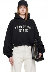 Fear Of God Essentials Черная флисовая толстовка с рукавами реглан